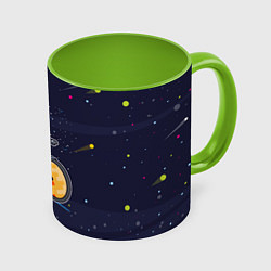 Кружка 3D Космонавт на велосипеде, цвет: 3D-белый + светло-зеленый