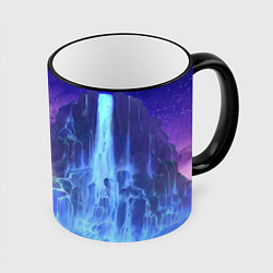 Кружка 3D Фантастический пейзаж Водопад Неон, цвет: 3D-черный кант