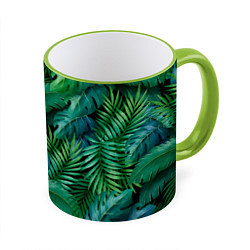 Кружка цветная Green plants pattern