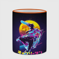 Кружка 3D CHAINSAW MAN on the background of the moon, цвет: 3D-оранжевый кант — фото 2