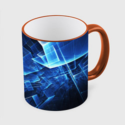 Кружка 3D Abstract geometric Прозрачные синие голографически, цвет: 3D-оранжевый кант
