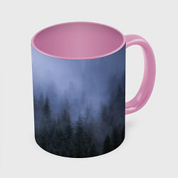 Кружка 3D Лес в ночи, цвет: 3D-белый + розовый