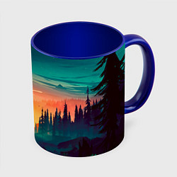 Кружка цветная Лес на закате природа