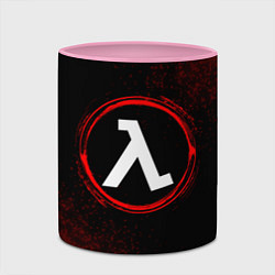 Кружка 3D Символ Half-Life и краска вокруг на темном фоне, цвет: 3D-белый + розовый — фото 2