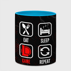 Кружка 3D Eat, Sleep, League of Legends, Repeat, цвет: 3D-белый + небесно-голубой — фото 2