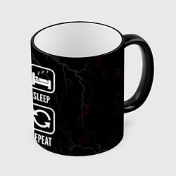 Кружка 3D Eat, Sleep, League of Legends, Repeat, цвет: 3D-черный кант