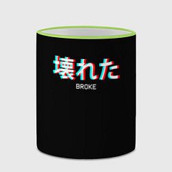 Кружка 3D Broke Неоновые иероглифы, цвет: 3D-светло-зеленый кант — фото 2