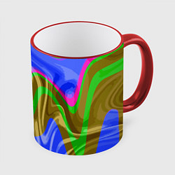 Кружка 3D Яркая неоновая абстракция, цвет: 3D-красный кант