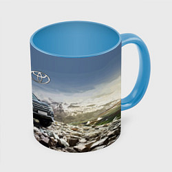 Кружка 3D Toyota Land Cruiser 200 V8, цвет: 3D-белый + небесно-голубой