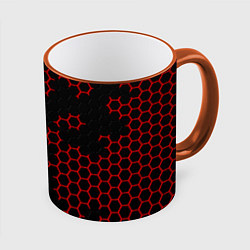 Кружка цветная НАНОКОСТЮМ Black and Red Hexagon Гексагоны