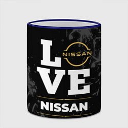 Кружка 3D Nissan Love Classic со следами шин на фоне, цвет: 3D-синий кант — фото 2