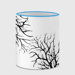 Кружка 3D Черные ветки деревьев на белом фоне, цвет: 3D-небесно-голубой кант — фото 2