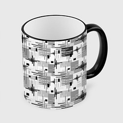Кружка цветная Черно белый ретро геометрический узор