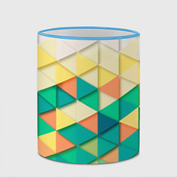 Кружка 3D Цветные объемные треугольники, цвет: 3D-небесно-голубой кант — фото 2