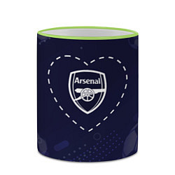 Кружка 3D Лого Arsenal в сердечке на фоне мячей, цвет: 3D-светло-зеленый кант — фото 2