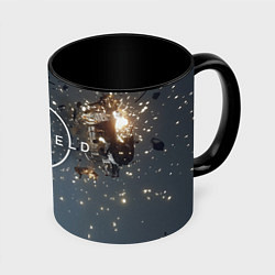 Кружка 3D Космический бой в Starfield, цвет: 3D-белый + черный