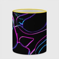 Кружка 3D Неоновые линзы во тьме - Фиолетовый, цвет: 3D-желтый кант — фото 2