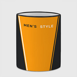 Кружка 3D Mens style мужской стиль - чёрный с оранжевым, цвет: 3D-черный кант — фото 2