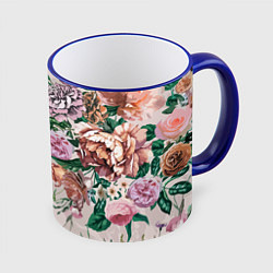 Кружка 3D Color floral pattern Expressionism Summer, цвет: 3D-синий кант