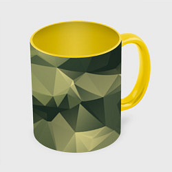 Кружка 3D 3д полигоны - камуфляж, цвет: 3D-белый + желтый