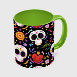 Кружка цветная Веселые черепа в цветах