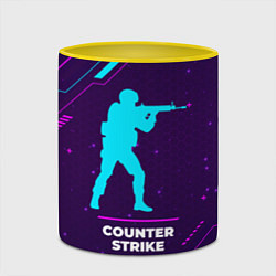 Кружка 3D Символ Counter Strike в неоновых цветах на темном, цвет: 3D-белый + желтый — фото 2