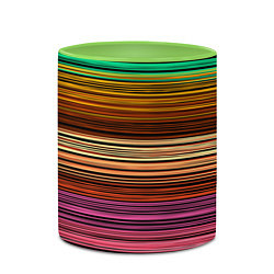 Кружка 3D Multicolored thin stripes Разноцветные полосы, цвет: 3D-белый + светло-зеленый — фото 2