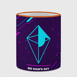 Кружка 3D Символ No Mans Sky в неоновых цветах на темном фон, цвет: 3D-оранжевый кант — фото 2