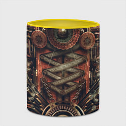 Кружка 3D Mechanical device in Steampunk Retro style, цвет: 3D-белый + желтый — фото 2