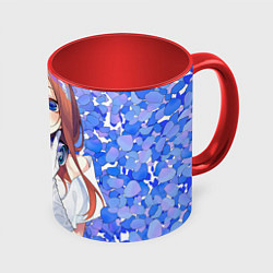 Кружка 3D Мику Накано арт, цвет: 3D-белый + красный