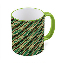 Кружка 3D Абстрактный узор камуфляжной расцветки, цвет: 3D-светло-зеленый кант