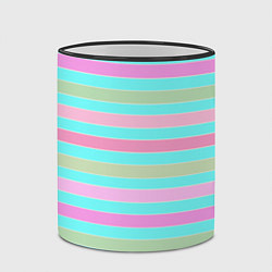 Кружка 3D Pink turquoise stripes horizontal Полосатый узор, цвет: 3D-черный кант — фото 2