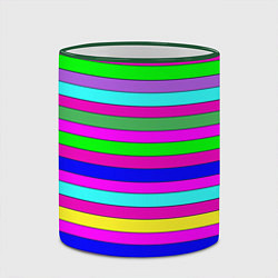 Кружка 3D Multicolored neon bright stripes, цвет: 3D-зеленый кант — фото 2