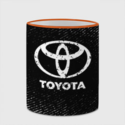 Кружка 3D Toyota с потертостями на темном фоне, цвет: 3D-оранжевый кант — фото 2
