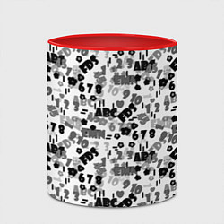 Кружка 3D Black and white alphabet and numbers, цвет: 3D-белый + красный — фото 2