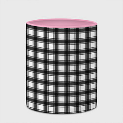 Кружка 3D Black and white trendy checkered pattern, цвет: 3D-белый + розовый — фото 2