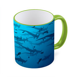 Кружка 3D Акулы - океан, цвет: 3D-светло-зеленый кант
