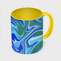 Кружка цветная Тай-дай с синим, зелёным и белым цветом