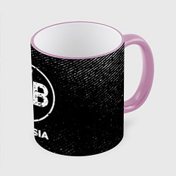Кружка 3D Borussia с потертостями на темном фоне, цвет: 3D-розовый кант