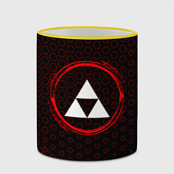 Кружка 3D Символ Zelda и краска вокруг на темном фоне, цвет: 3D-желтый кант — фото 2