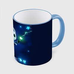 Кружка 3D Hollow Knight неоновые бабочки, цвет: 3D-небесно-голубой кант