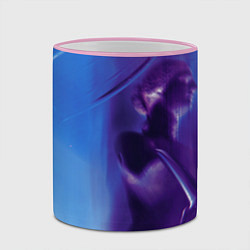 Кружка 3D Абстрактные краски и тень - Синий, цвет: 3D-розовый кант — фото 2