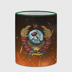 Кружка 3D Герб СССР на фоне огня, цвет: 3D-зеленый кант — фото 2