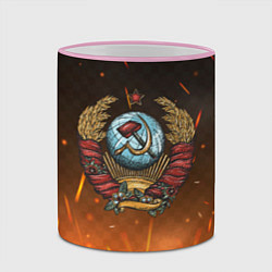 Кружка 3D Герб СССР на фоне огня, цвет: 3D-розовый кант — фото 2