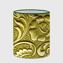 Кружка 3D Золотой орнамент - чеканка, цвет: 3D-зеленый кант — фото 2