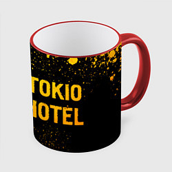 Кружка 3D Tokio Hotel - gold gradient: надпись и символ, цвет: 3D-красный кант