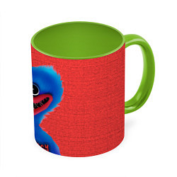 Кружка 3D Хаги Ваги на красном фоне, цвет: 3D-белый + светло-зеленый