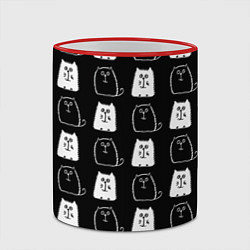 Кружка 3D Милые Чёрные и Белые Коты, цвет: 3D-красный кант — фото 2
