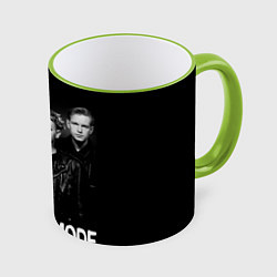 Кружка 3D Depeche Mode - black & white portrait, цвет: 3D-светло-зеленый кант