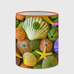 Кружка 3D Композиция из морских звёзд и ракушек, цвет: 3D-оранжевый кант — фото 2